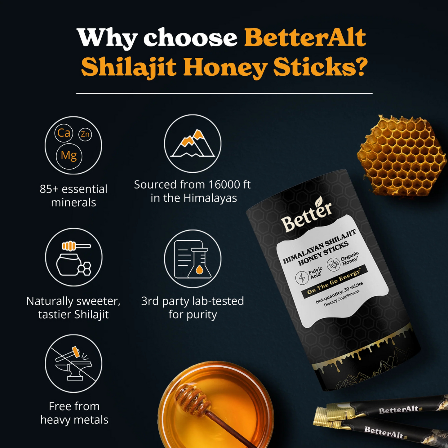 GOLD+ Shilajit Honey Sticks