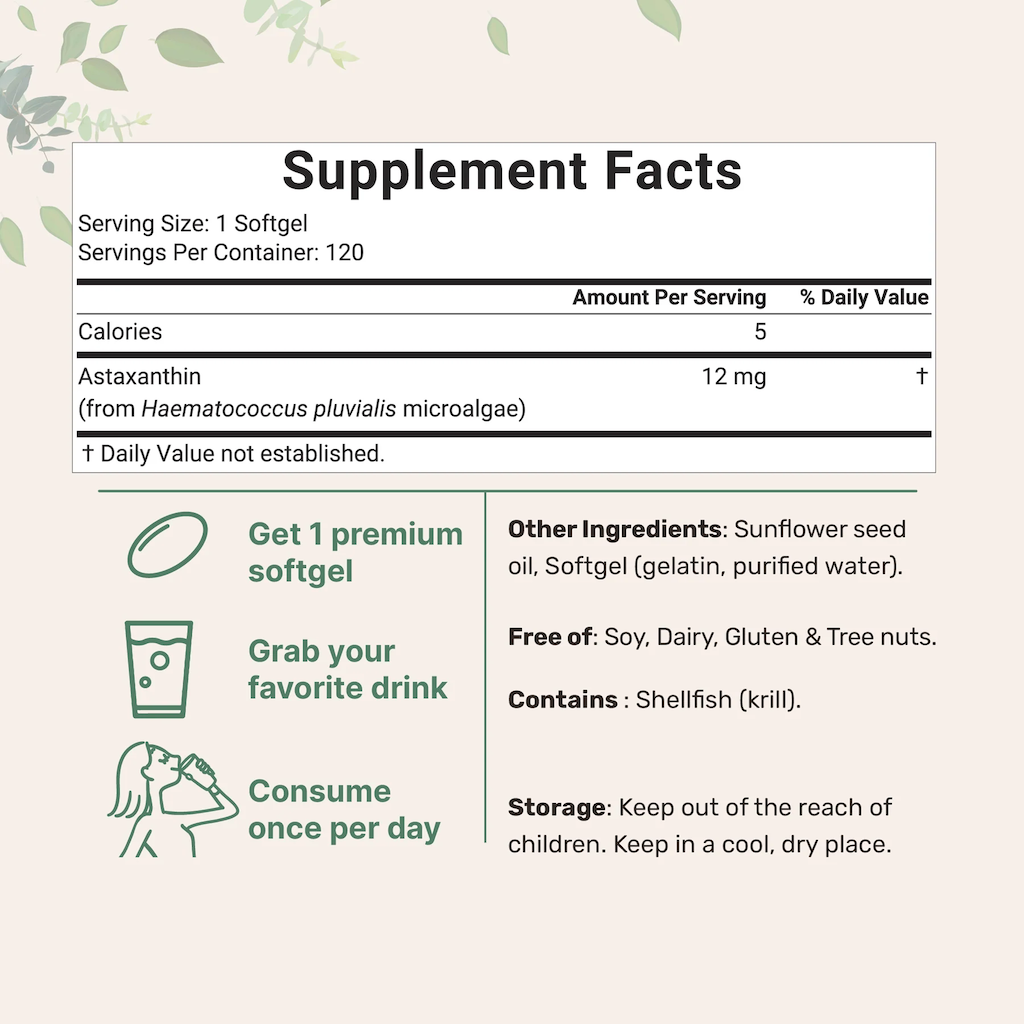 Pure Ingredients – Astaxanthin 12mg