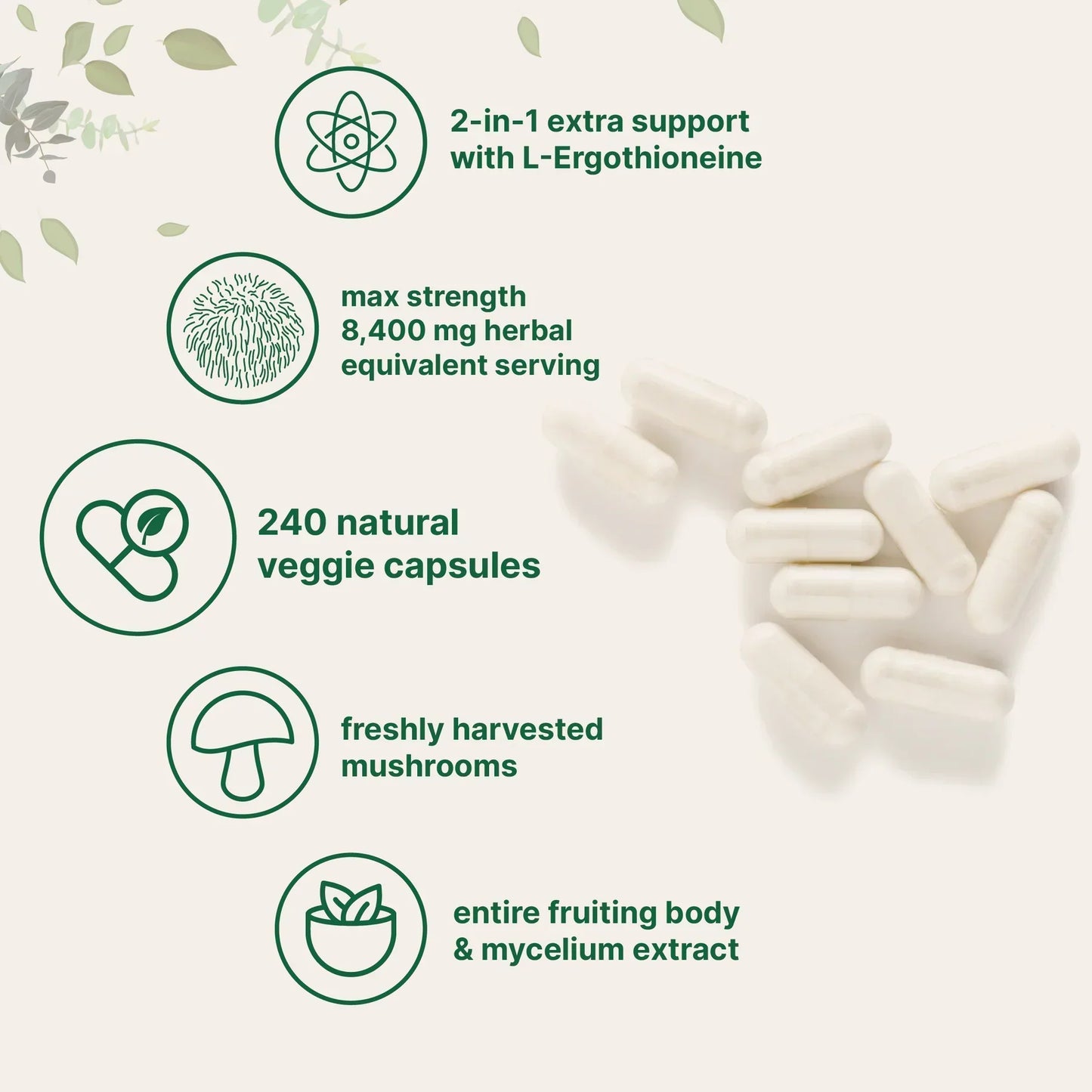 Lions Mane with L-Ergothioneine 8,400 mg