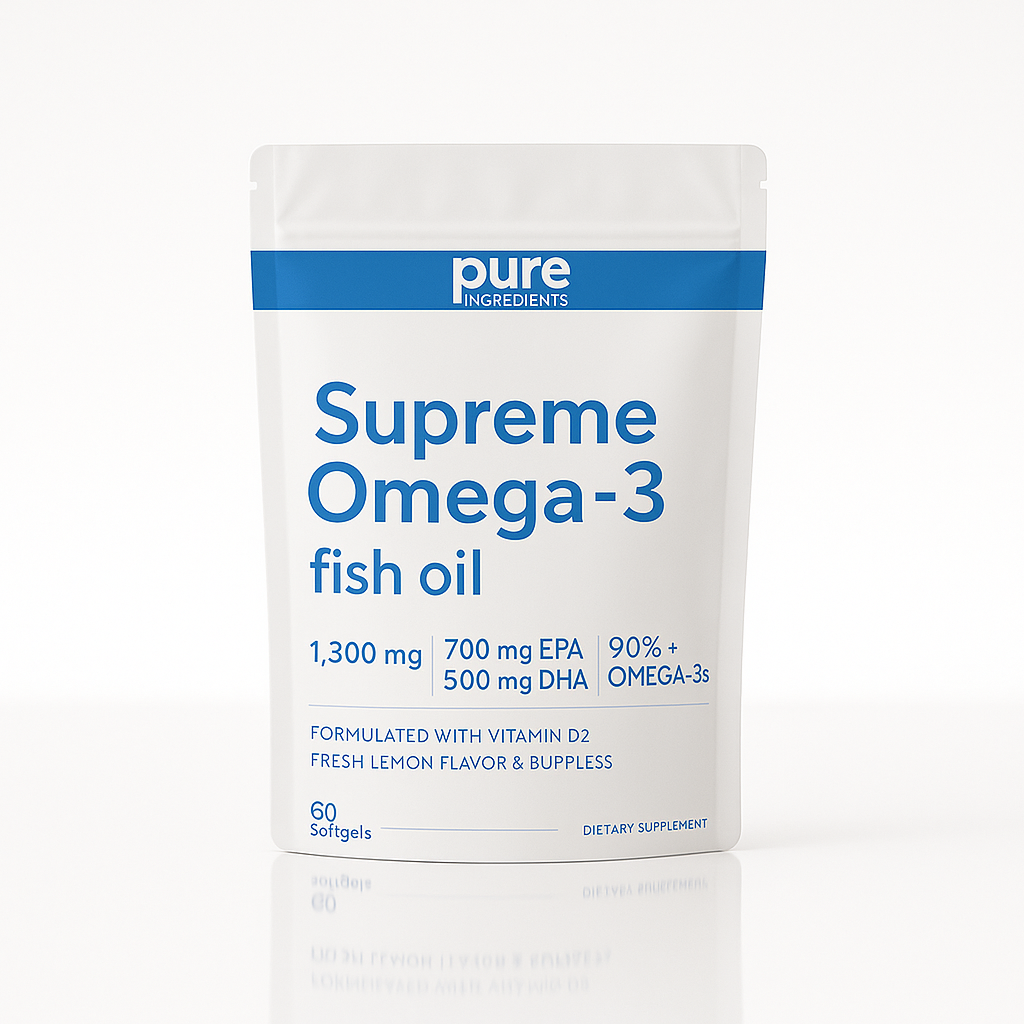 Pure Ingredients Supreme Omega-3 — High-Potency Fish Oil with Ultra EPA &amp; DHA, Burpless Formula