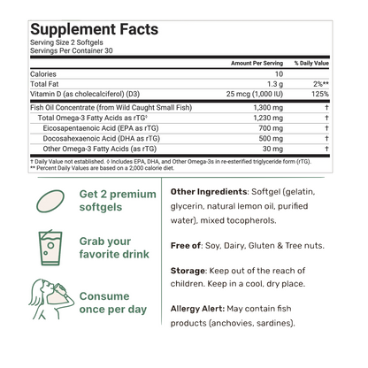 Pure Ingredients Supreme Omega-3 — High-Potency Fish Oil with Ultra EPA &amp; DHA, Burpless Formula